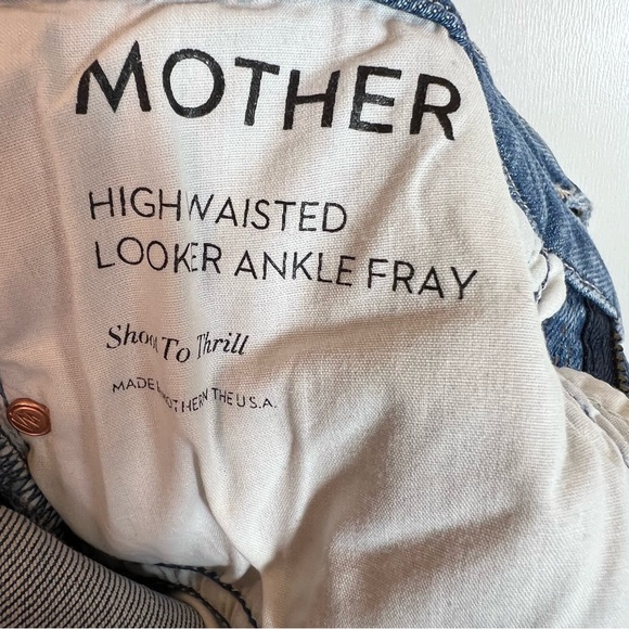 Mother High Waisted Looker Ankle Fray Shoot to Thrill Painted Leopard Jeans 25 - Picture 14 of 15